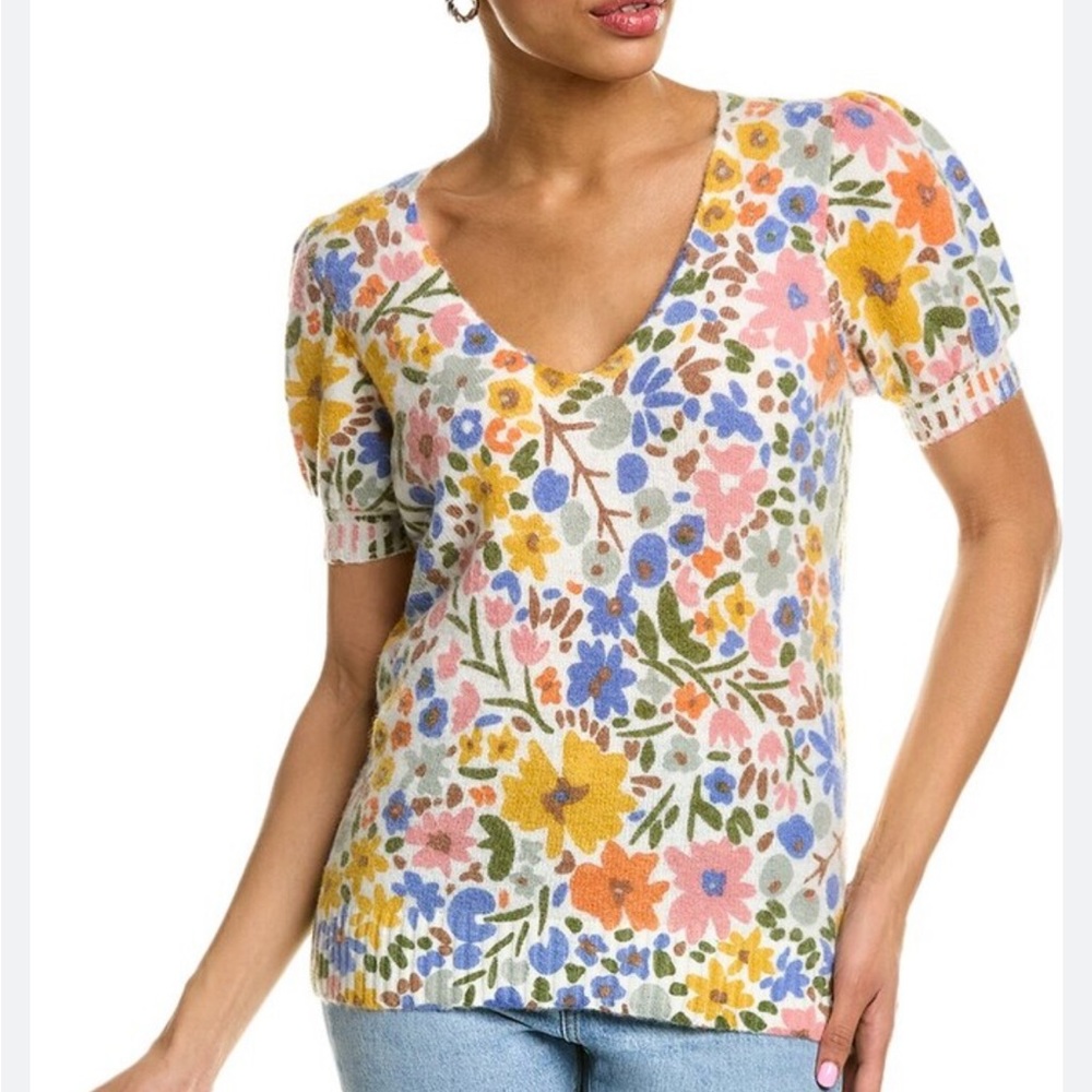Boden Printed Puff Sleeve Top NWOT